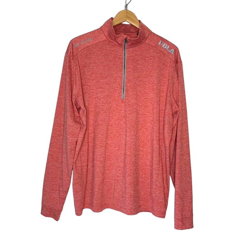 COLUMBIA GOLF Men Size L Omni-Wick Power Fade 1/4 Zip Heathered Salmon‎ Pullover
